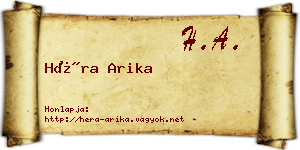 Héra Arika névjegykártya